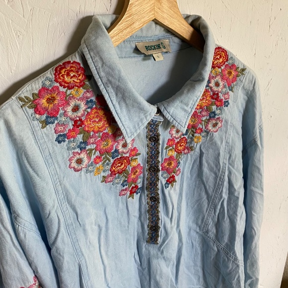 Rockin G long sleeve western inspired shirt large - Picture 5 of 9
